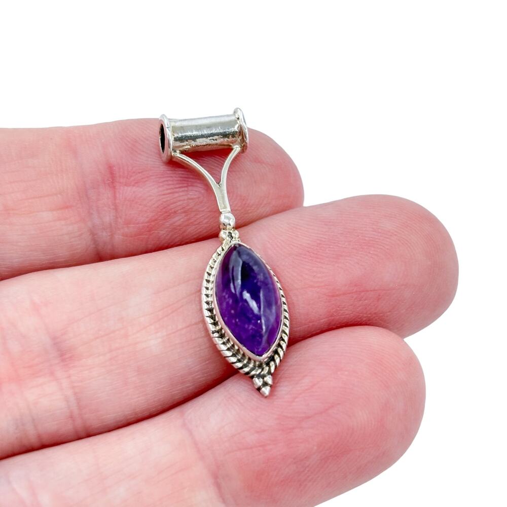 Vintage Sterling Silver 925 Purple Amethyst Slide Pendant